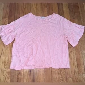 Zara Pastel Orange Flutter Sleeve Blouse